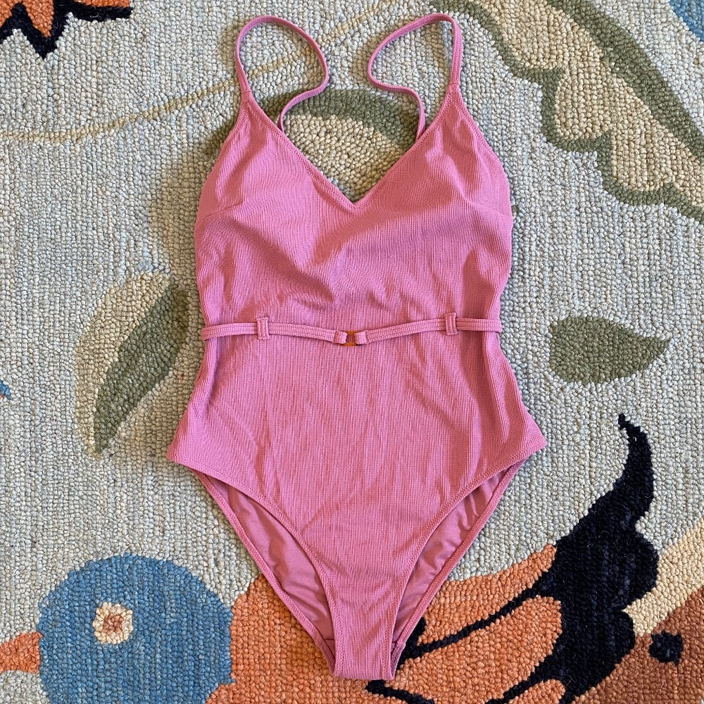 Primark I Pink Ribbed Padded Bodysuit I Faux Belt